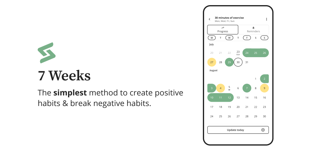 7 Weeks - Simplest Habit and Goal tracking